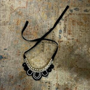 Bohemian Black and Silver Crescent Necklace
